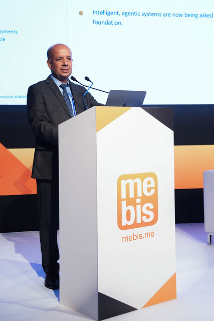 Arvind Kaushal speaking on stage at MEBIS 2026